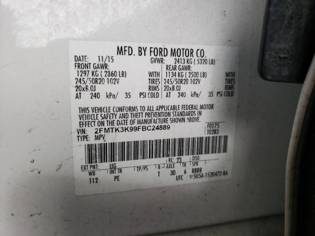 Photo 9 VIN: 2FMTK3K99FBC24889 - FORD EDGE TITAN 