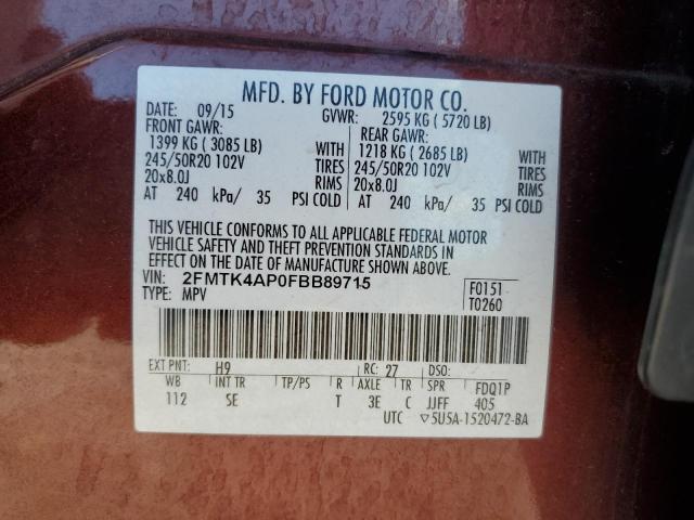 Photo 11 VIN: 2FMTK4AP0FBB89715 - FORD EDGE 