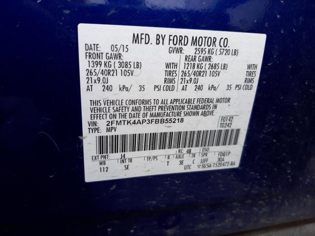 Photo 9 VIN: 2FMTK4AP3FBB55218 - FORD EDGE SPORT 