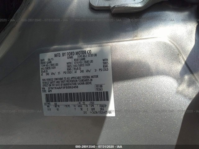 Photo 8 VIN: 2FMTK4AP3FBB62458 - FORD EDGE 