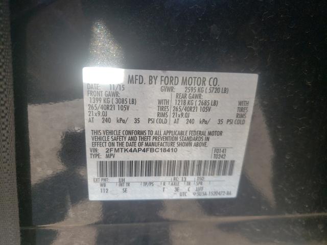 Photo 9 VIN: 2FMTK4AP4FBC18410 - FORD EDGE SPORT 