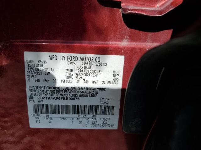 Photo 12 VIN: 2FMTK4AP6FBB90576 - FORD EDGE SPORT 