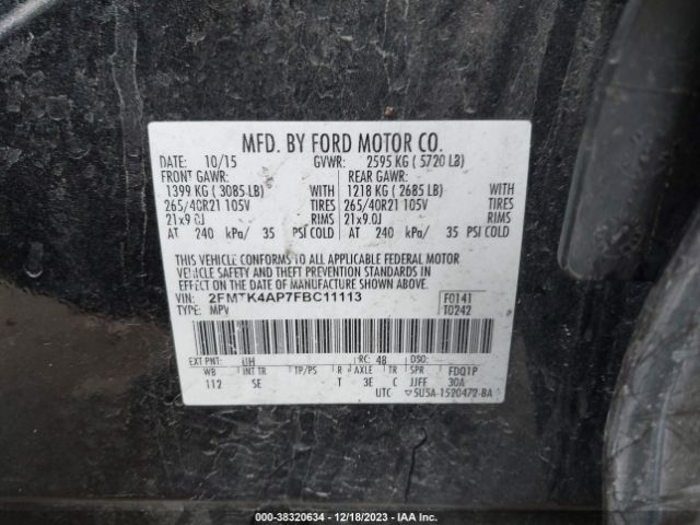 Photo 8 VIN: 2FMTK4AP7FBC11113 - FORD EDGE 