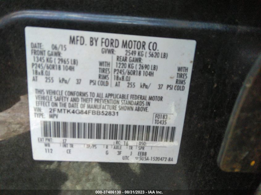 Photo 8 VIN: 2FMTK4G84FBB52831 - FORD EDGE 