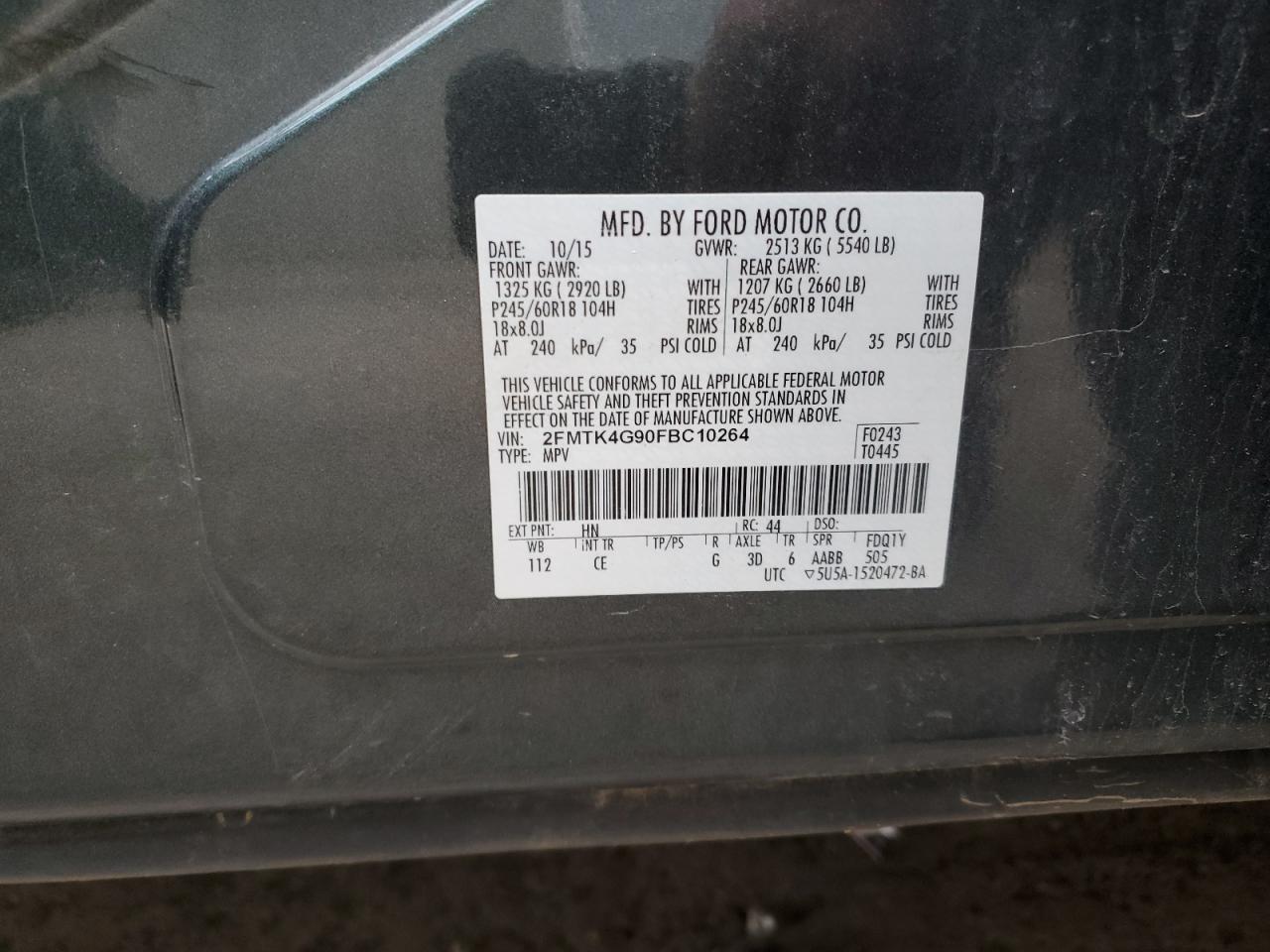 Photo 11 VIN: 2FMTK4G90FBC10264 - FORD EDGE 