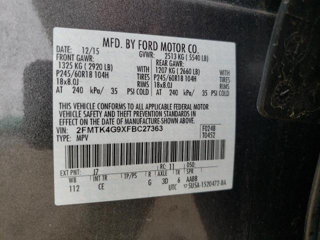 Photo 9 VIN: 2FMTK4G9XFBC27363 - FORD EDGE SE 