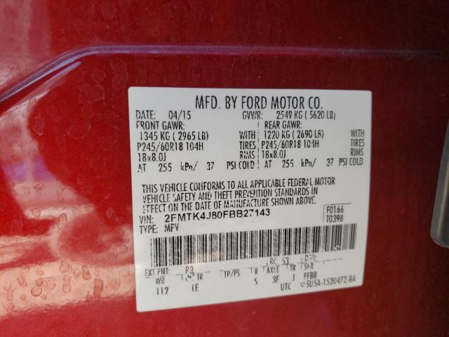 Photo 9 VIN: 2FMTK4J80FBB27143 - FORD EDGE SEL 