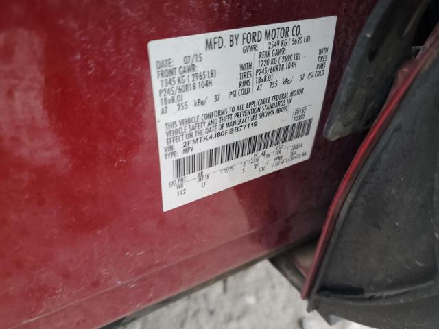 Photo 12 VIN: 2FMTK4J80FBB77119 - FORD EDGE SEL 