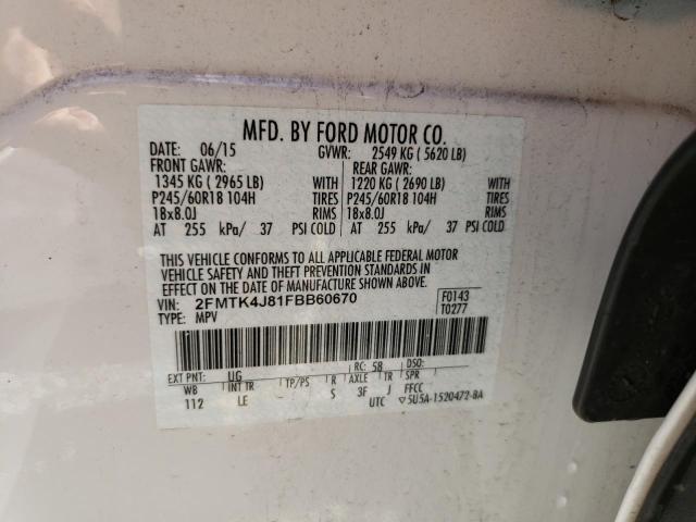 Photo 12 VIN: 2FMTK4J81FBB60670 - FORD EDGE SEL 