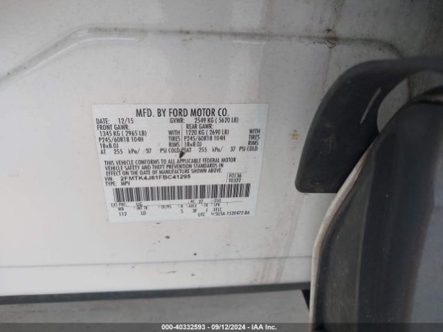 Photo 8 VIN: 2FMTK4J81FBC41295 - FORD EDGE 