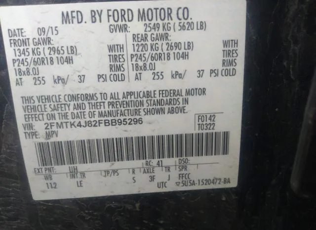 Photo 8 VIN: 2FMTK4J82FBB95296 - FORD EDGE 