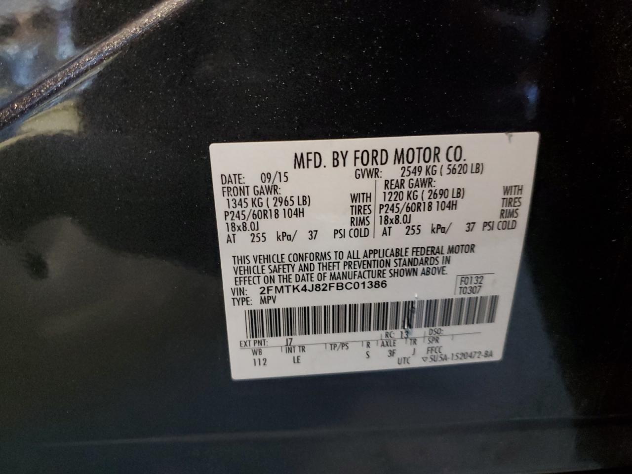 Photo 12 VIN: 2FMTK4J82FBC01386 - FORD EDGE 