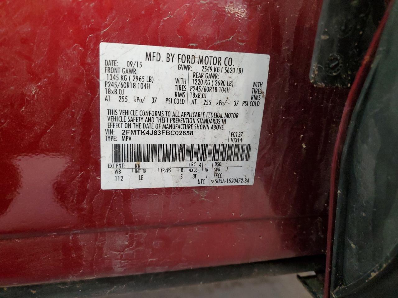 Photo 11 VIN: 2FMTK4J83FBC02658 - FORD EDGE 