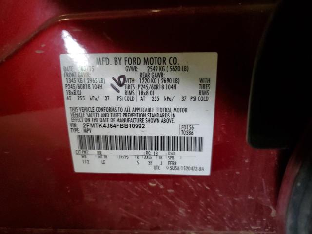 Photo 9 VIN: 2FMTK4J84FBB10992 - FORD EDGE SEL 