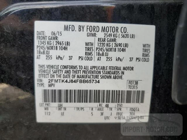 Photo 12 VIN: 2FMTK4J84FBB65734 - FORD EDGE 