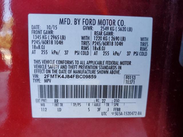 Photo 9 VIN: 2FMTK4J84FBC09859 - FORD EDGE SEL 