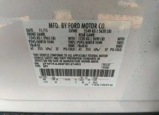 Photo 8 VIN: 2FMTK4J84FBC21493 - FORD EDGE 