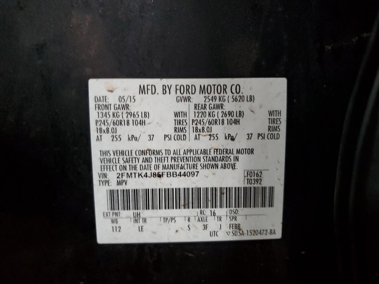 Photo 12 VIN: 2FMTK4J85FBB44097 - FORD EDGE 