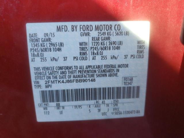 Photo 9 VIN: 2FMTK4J86FBB90148 - FORD EDGE SEL 