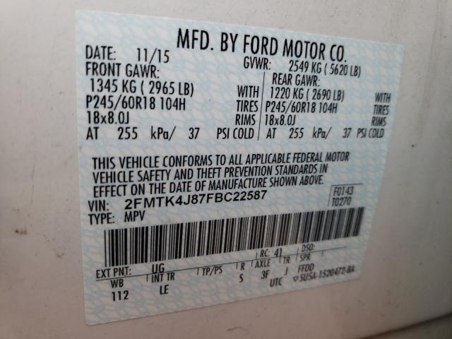 Photo 9 VIN: 2FMTK4J87FBC22587 - FORD EDGE SEL 