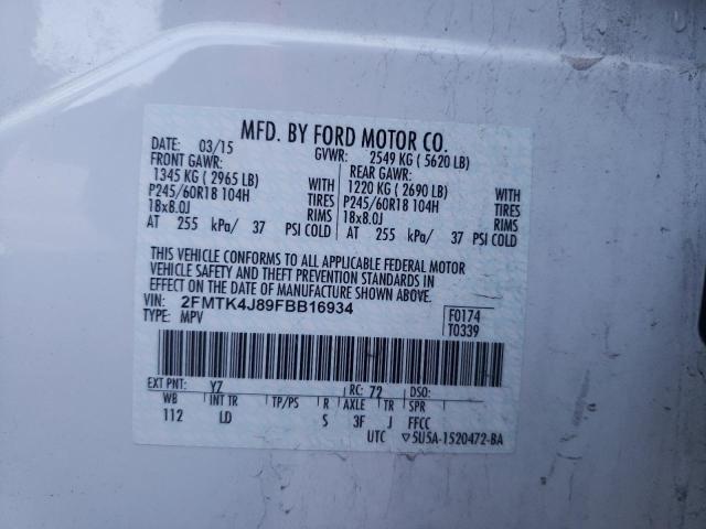 Photo 9 VIN: 2FMTK4J89FBB16934 - FORD EDGE SEL 