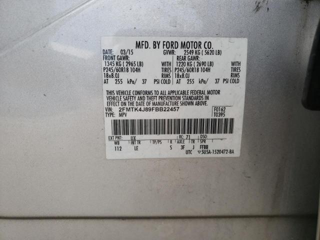 Photo 9 VIN: 2FMTK4J89FBB22457 - FORD EDGE SEL 