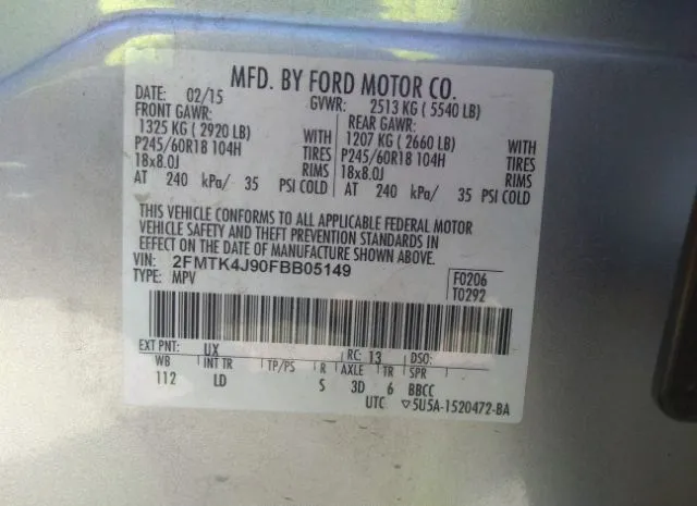 Photo 8 VIN: 2FMTK4J90FBB05149 - FORD EDGE 