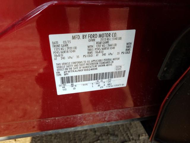 Photo 9 VIN: 2FMTK4J90FBB24896 - FORD EDGE SEL 