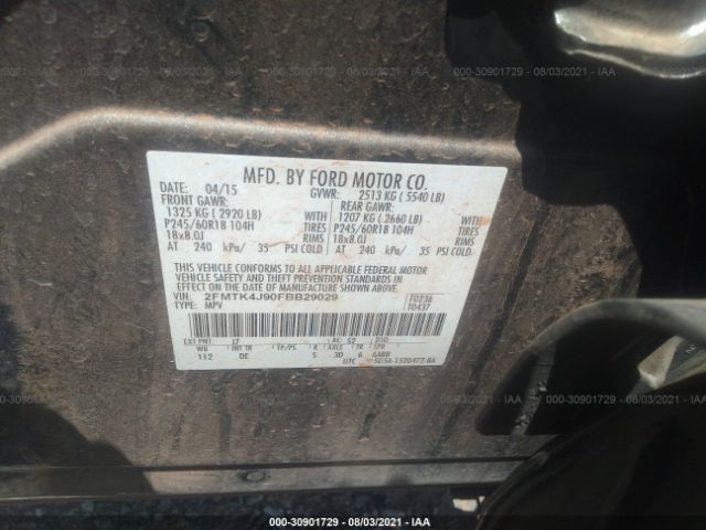 Photo 8 VIN: 2FMTK4J90FBB29029 - FORD EDGE 