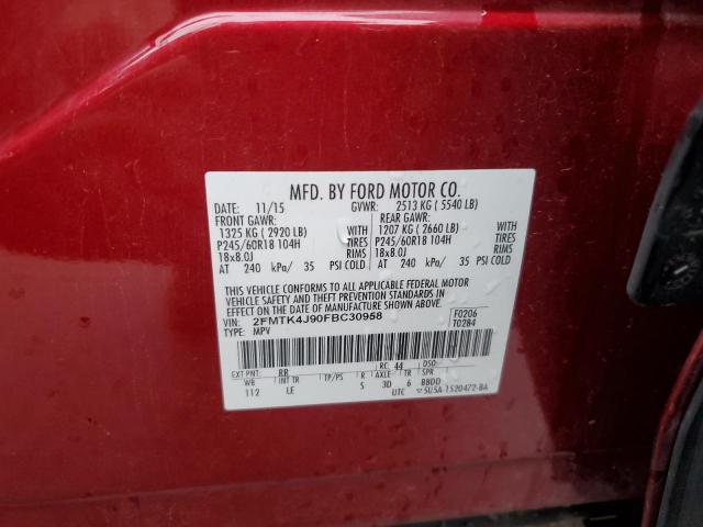 Photo 13 VIN: 2FMTK4J90FBC30958 - FORD EDGE SEL 