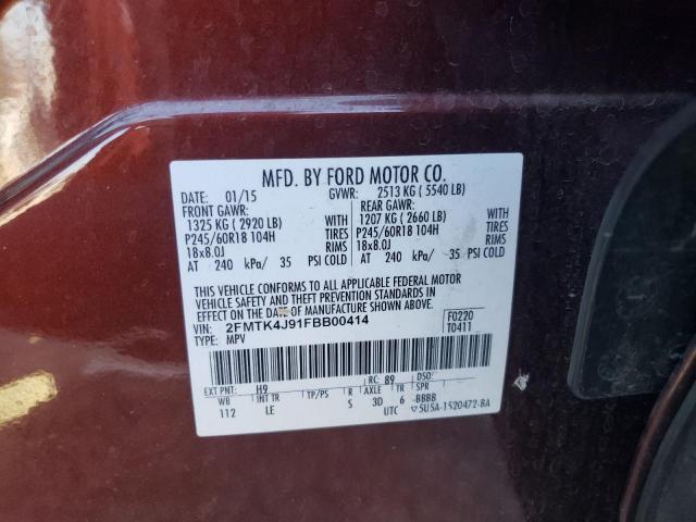 Photo 9 VIN: 2FMTK4J91FBB00414 - FORD EDGE SEL 