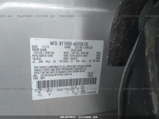 Photo 8 VIN: 2FMTK4J91FBC30614 - FORD EDGE 