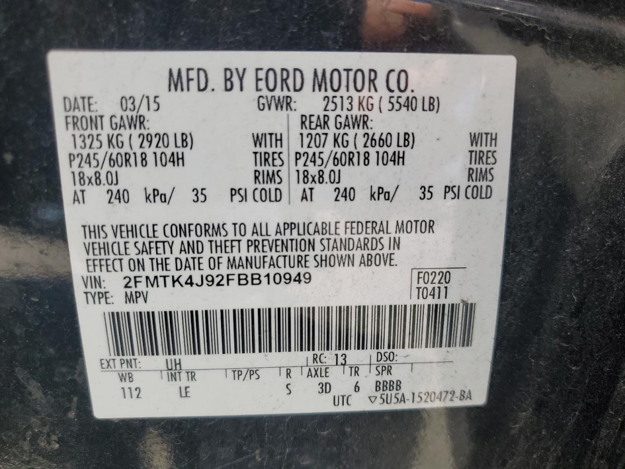 Photo 13 VIN: 2FMTK4J92FBB10949 - FORD EDGE 