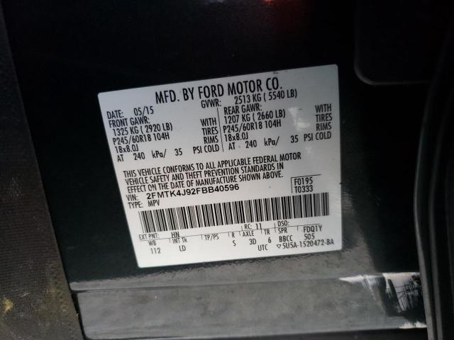 Photo 9 VIN: 2FMTK4J92FBB40596 - FORD EDGE SEL 