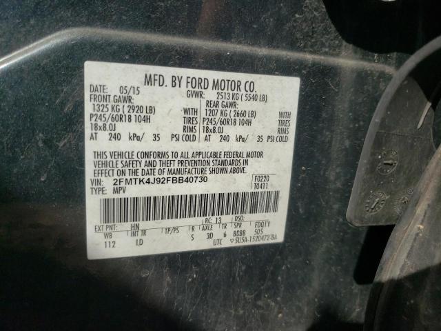 Photo 9 VIN: 2FMTK4J92FBB40730 - FORD EDGE SEL 