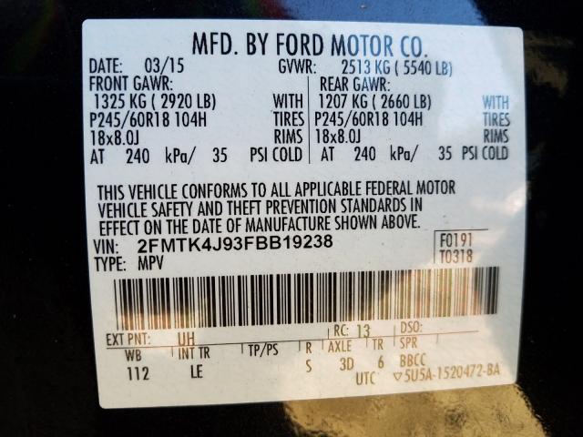 Photo 9 VIN: 2FMTK4J93FBB19238 - FORD EDGE SEL 