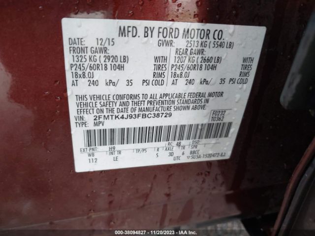 Photo 8 VIN: 2FMTK4J93FBC38729 - FORD EDGE 