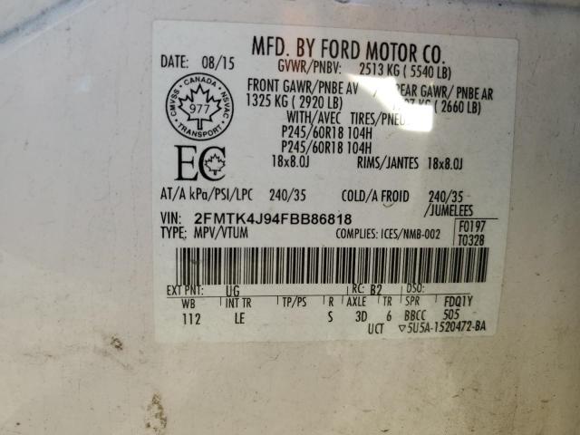 Photo 12 VIN: 2FMTK4J94FBB86818 - FORD EDGE SEL 