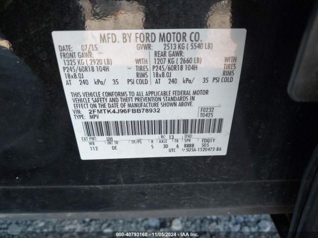 Photo 8 VIN: 2FMTK4J96FBB78932 - FORD EDGE 