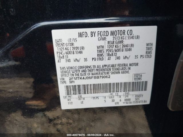 Photo 8 VIN: 2FMTK4J96FBB79062 - FORD EDGE 