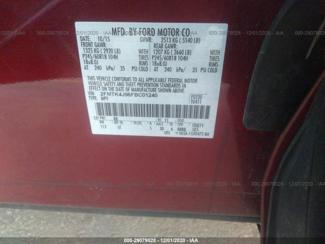 Photo 8 VIN: 2FMTK4J96FBC01240 - FORD EDGE 