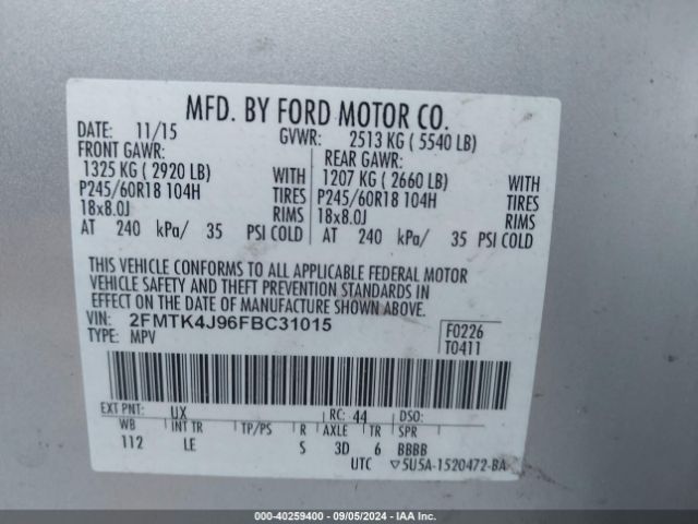 Photo 8 VIN: 2FMTK4J96FBC31015 - FORD EDGE 