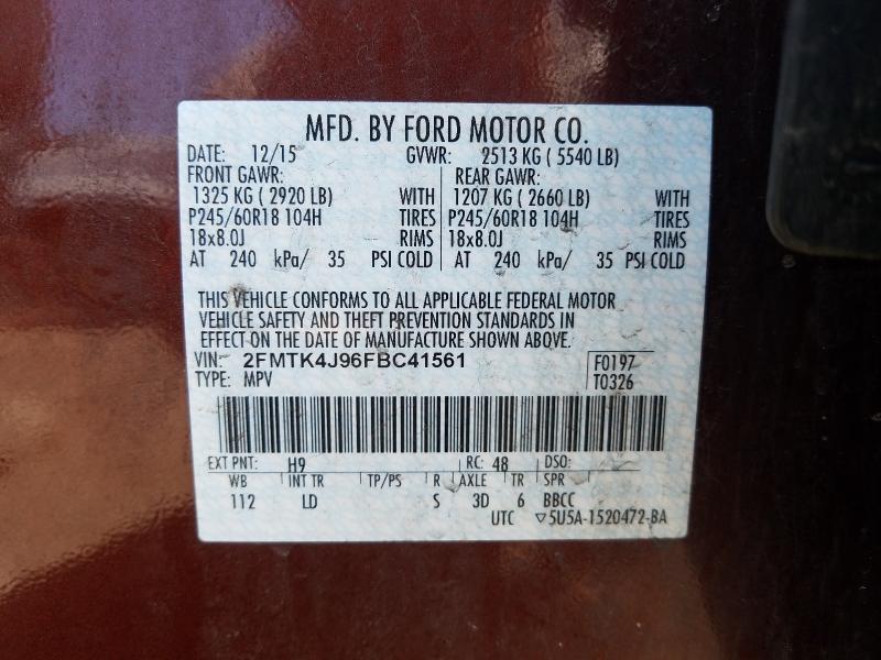 Photo 9 VIN: 2FMTK4J96FBC41561 - FORD EDGE SEL 