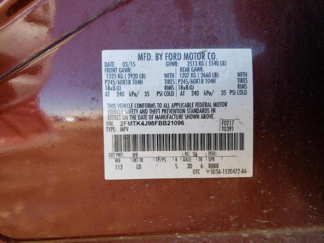 Photo 11 VIN: 2FMTK4J98FBB21096 - FORD EDGE SEL 