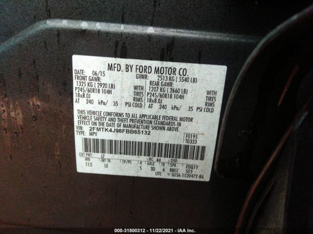 Photo 8 VIN: 2FMTK4J98FBB65132 - FORD EDGE 