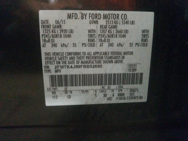 Photo 9 VIN: 2FMTK4J99FBB52695 - FORD EDGE SEL 