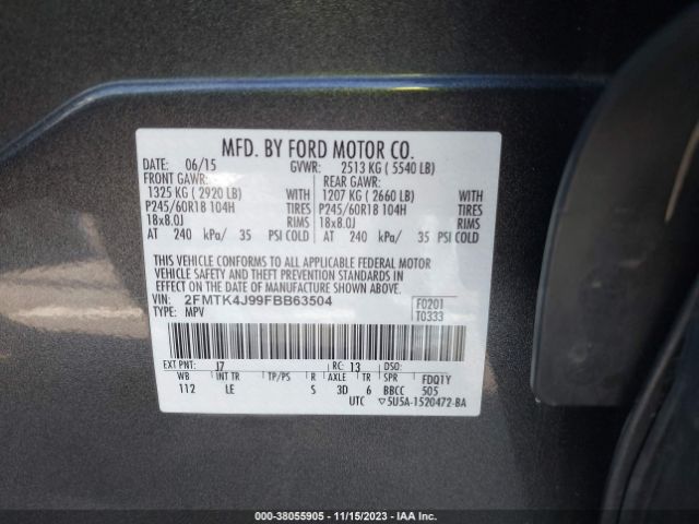 Photo 8 VIN: 2FMTK4J99FBB63504 - FORD EDGE 