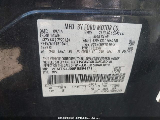 Photo 8 VIN: 2FMTK4J99FBB94171 - FORD EDGE 