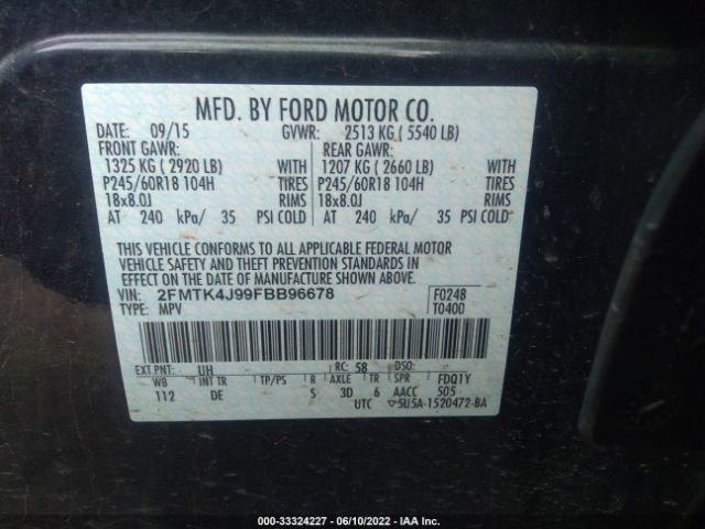 Photo 8 VIN: 2FMTK4J99FBB96678 - FORD EDGE 