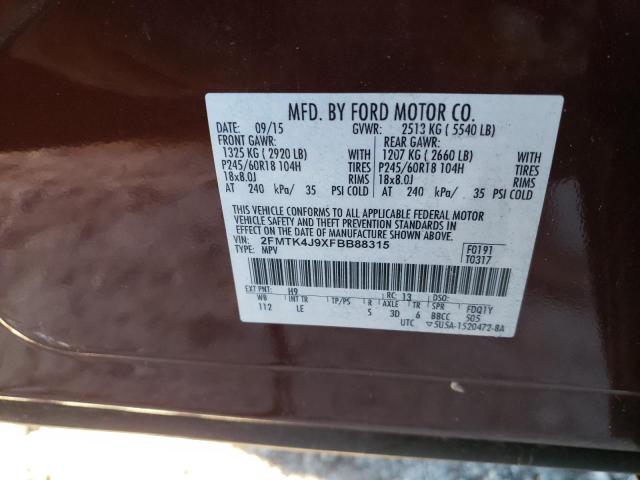 Photo 9 VIN: 2FMTK4J9XFBB88315 - FORD EDGE SEL 